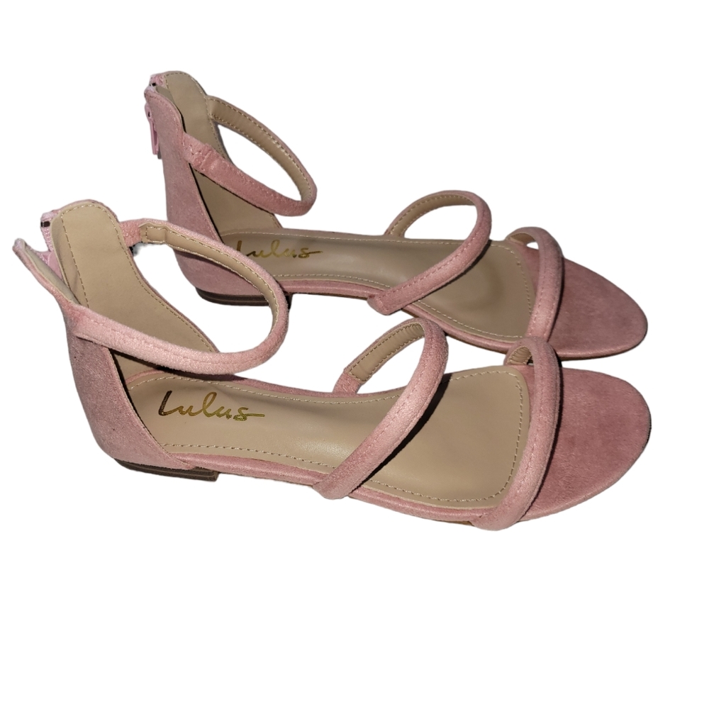Lulu's Quin Pink Suede Flat Sandals Size 7 1/2 Barbiecore - Picture 2 of 9